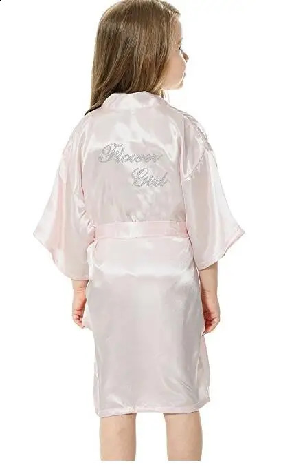 Fashion Flower Girl Wedding Party Mini Bride Bridal Satin Solid Bath Robe Yukata Rayon Silk Sexy Sleepwear ren Dressi260622 - view 5