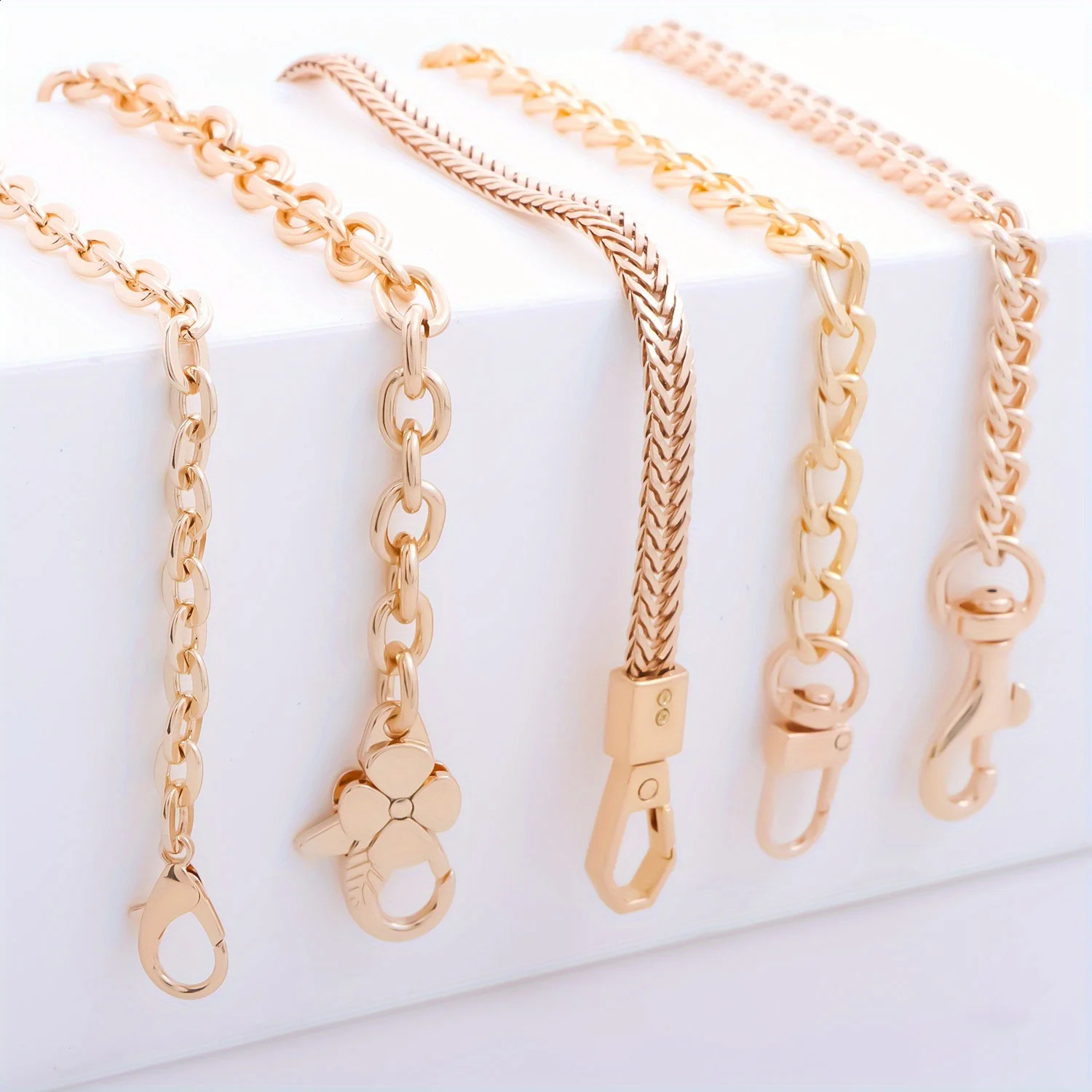 Purse Chain Flat Bag Chain with Metal Buckles Chain Purse Strap for DIY Purse Wallet Handbag Shoulder Bag Crossbody Bag 260626