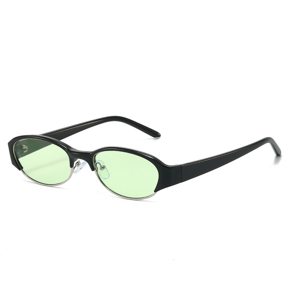 2026 New Small Frame Cat Eye Style Personalized Half-Frame Metal Fashion Oval Sunglasses For Men And Women