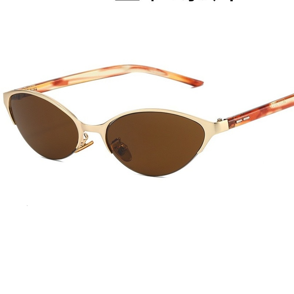 Fashion New High-End Cat-Eye Metal Anti-Uv Sunshade Plain Versatile Sunglasses - view 4
