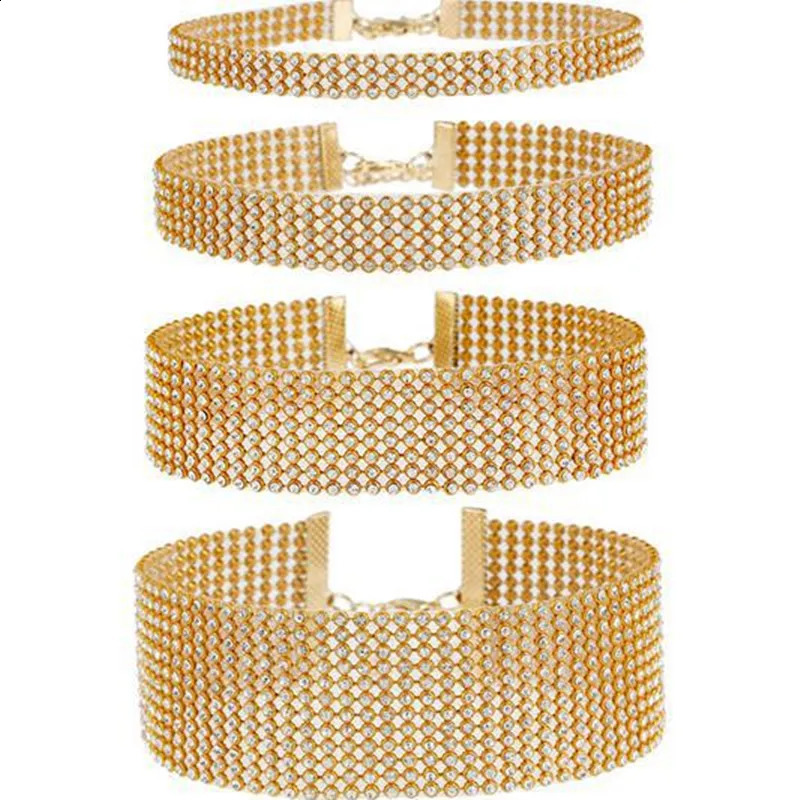 Punk Golden Silver Color Inlay Rhinestone Crystal Choker Necklace for Women Hip Hop Party Accessories Collar Chocker Gifts 260624 - view 6