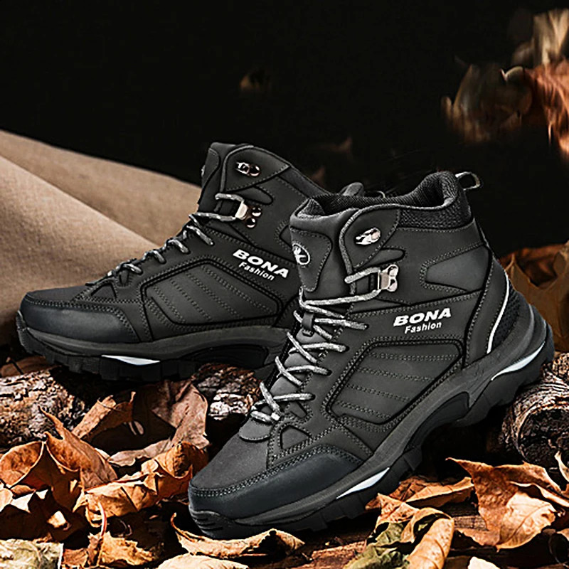 BONA Men Boots Anti-Skidding Leather Shoes Men Comfy Spring Autumn Men Shoes Short Plush Snow Boots Durable Outsole 260626 - view 5