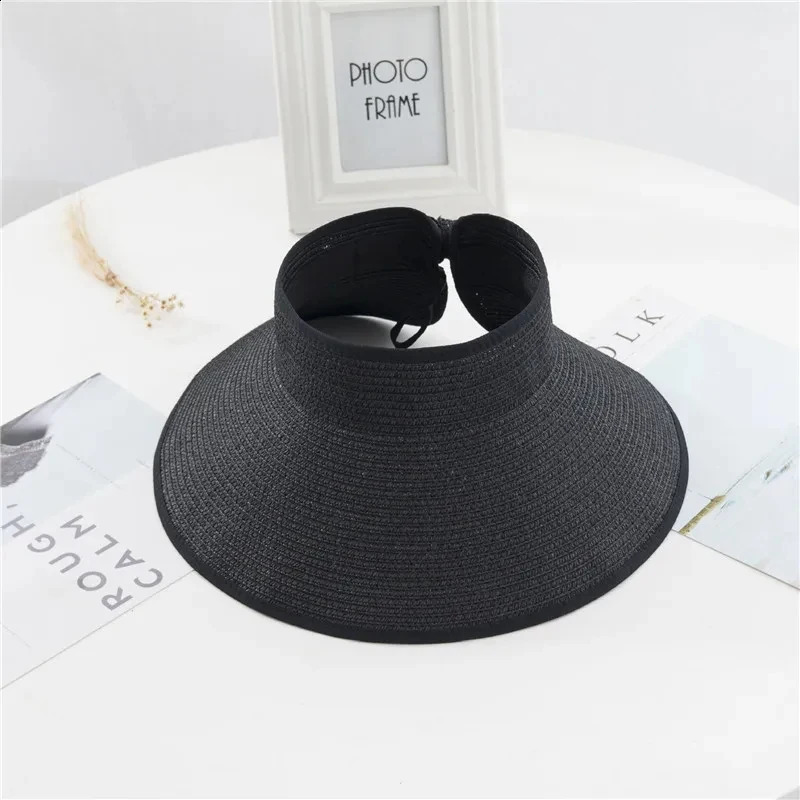 Summer Womens Holiday Beach hat Wholesale Ladies Girl Topless Empty Bow Sun Visor Hat Sunshade Protection Straw hats 260625 - view 4