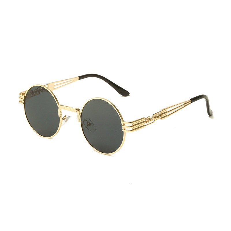 Cross-Border Hot New Retro Steampunk Round Frame Metal Spring Leg Sunglasses for Women Sunshade Punk Sunglasses - view 7