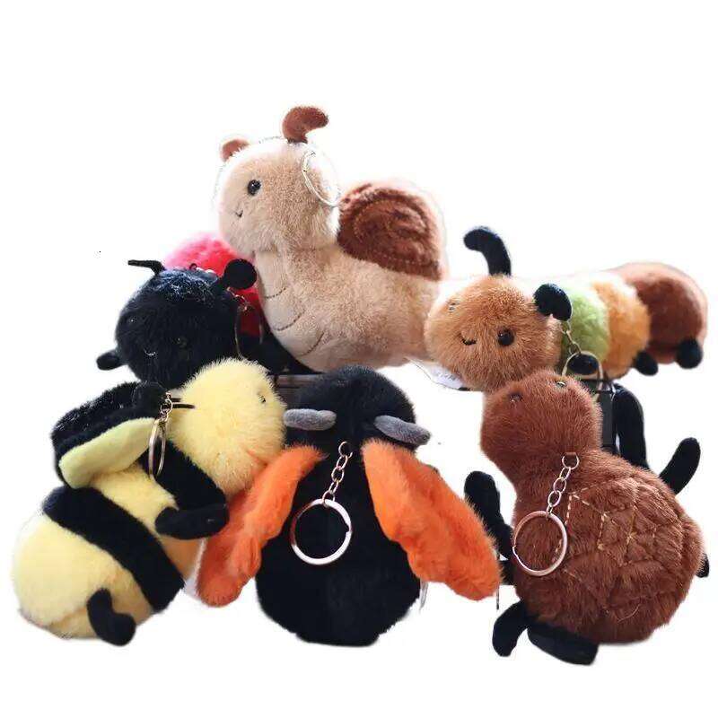 * Hot Sale 1Pc Small Plush Toy Keychain Cute Snail Bee Keyring Creative Stuffed Doll Bag Pendant Birthday Gift 26Y0626 - view 5