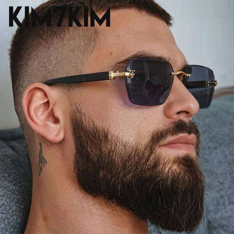 Square Rimless Photochromic Sunglasses Men Vintage Sun Glasses 2026 Luxury Designer Shades Male Cut Lenses Frameless Eyewear 26Y0626 - view 3