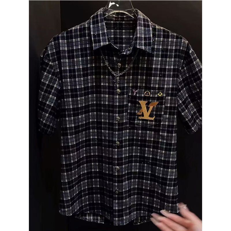Men's Chinese-Style T-Shirt, Longline Slim-Fit Short-Sleeve Shirt with Figure Embroidery, Feather Decoration, Square Neck, Polyester Casual Top for Su - view 7