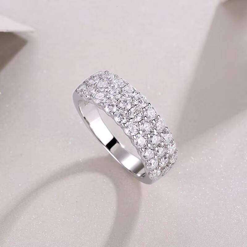 Fashion Hypoallergenic Three Layered Moissanite Ring Women 925 Sterling Sliver Wedding Engagement Promise Ring - view 5