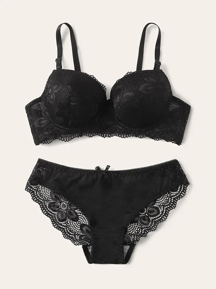Transparent Floral Two Pieces Clothing Underwire Push Up Lingeries For Woman A2123 260626 - view 4