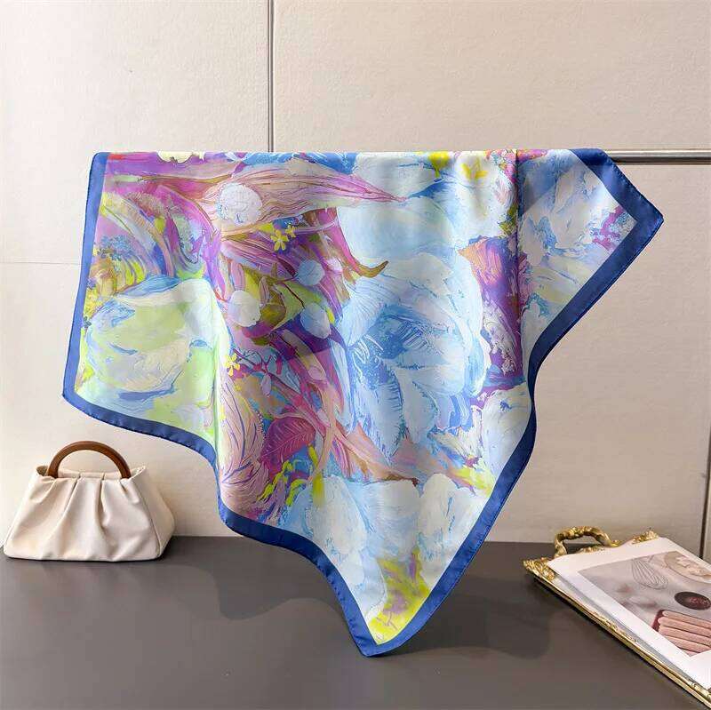 FLoral Printed Imitation Silk Scarves Fashion Square Scarf Bandanas For Women Luxury Hijab Neckerchief Elegant Shawl Wraps 26Y06226 - view 5