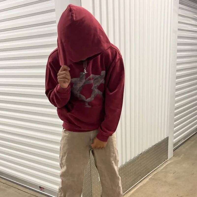 Y2K Vintage Running Figure Hoodie Print Graphic Pullover Sweatshirt Men American Retro Casual Streetwear Unisex Oversize Clothes W260626 - view 7