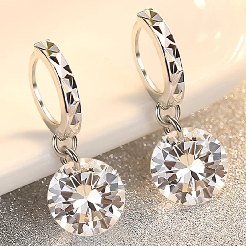 1CT Long Drop Earrings For Women 925 Sterling Silver Brilliant Lab Diamond Brides Bridesmaid Dangling Earrings 260625 - view 4