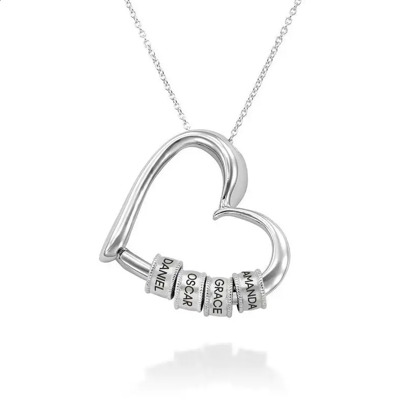 1pc Customized Names Stainless Steel Charming Heart Necklace with Engraved Beads Personalized Names Jewelry Mothers Day Gift 260626 - view 4