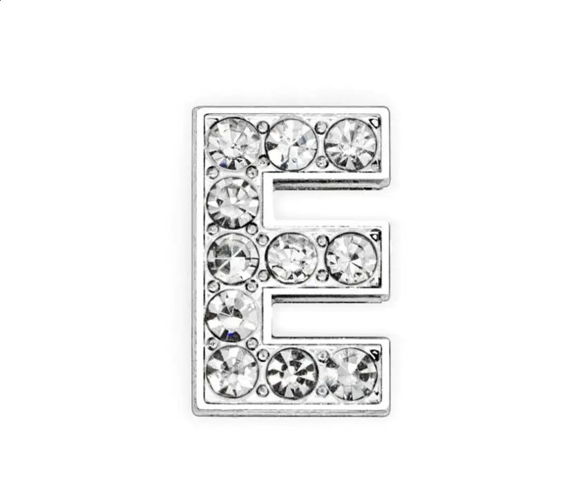 80PC/lot Hole 8MM Full Rhinestones Slide Letter A - Z Alloy Bling English Alphabet Fit For DIY Charms Wristband Bracelet 260623 - view 5