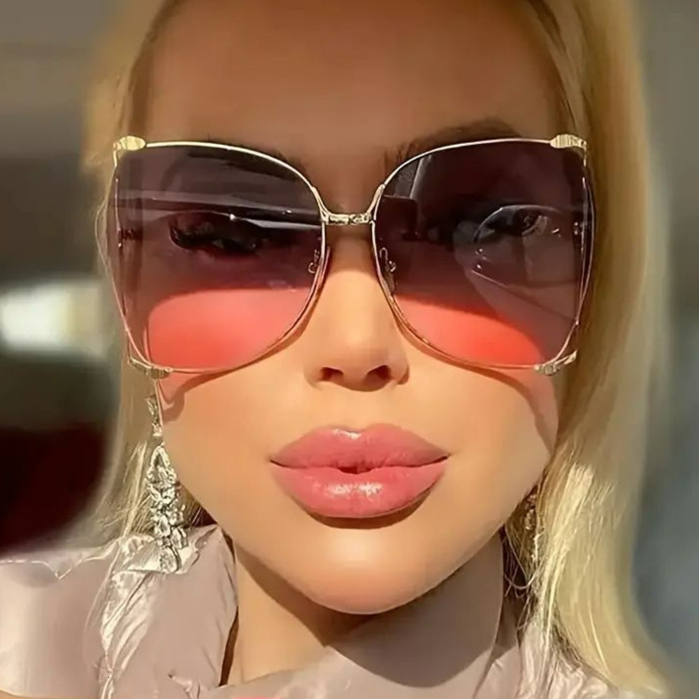 Fashion Oversized Frame European And American Pearl Hollow Sunglasses Trendy Irregular Metal Women UV400 AC Lens Non Polarized Fashion Shades For Driv - view 3