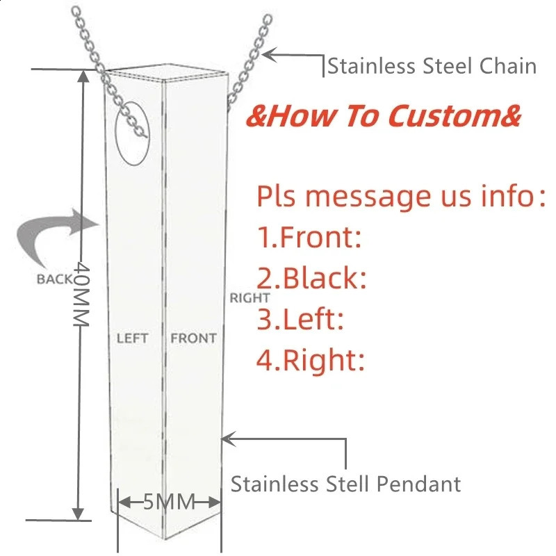 Custom Stainless Steel Personalized Engraved Bar Necklace For Women Gift Name Pendant Jewelry Set 260626 - view 6