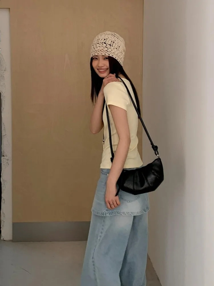 Korean Style Women Loose Twopiece Spliced Jeans Retro Straight Full Length Denim Pant High Waisted Casual Long Trousers 260625 - view 7