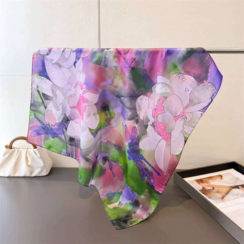 New Summer Luxury Square Print Bandana Women Imitation Silk Scarf Casual Decoration Neckerchief Headband for Travel Beach 26Y06226 - view 3