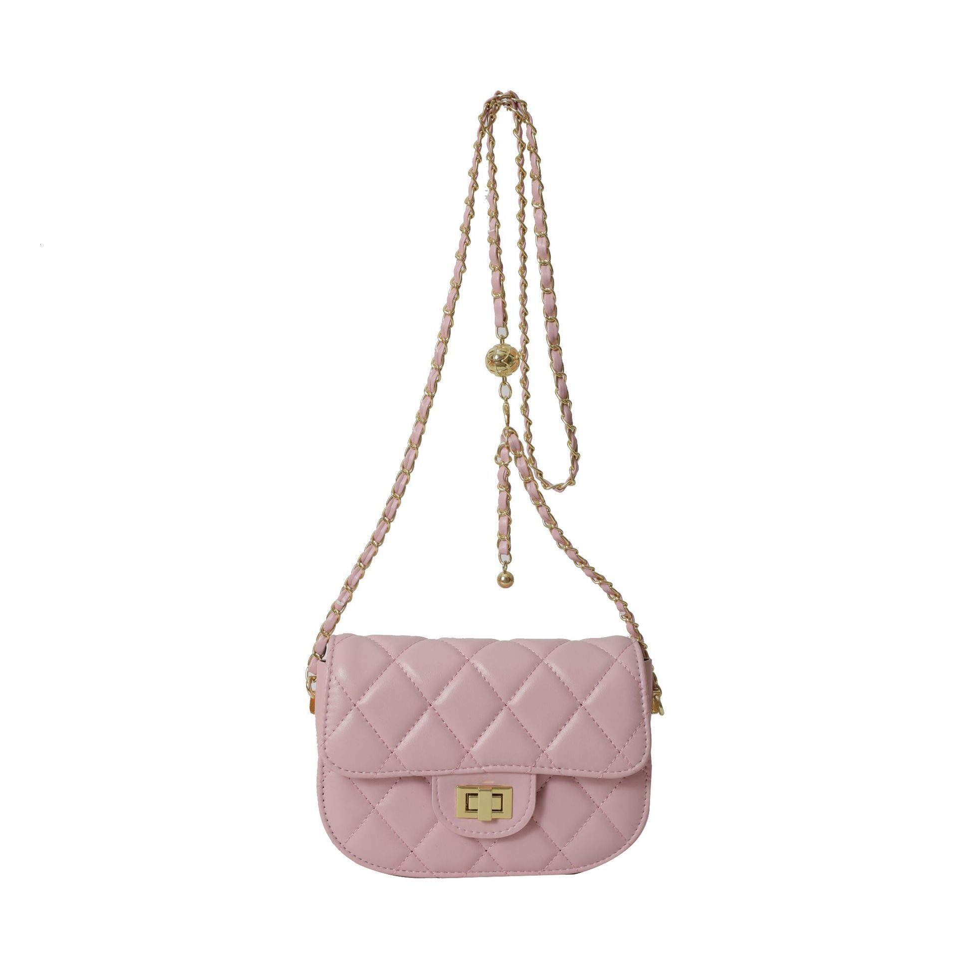 2026 Spring Summer Women Solid Color Quilted Embroidery Small Square Bag, Trendy Stylish Chain Shoulder Crossbody Handbag - view 6