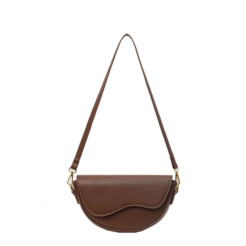 Ladies Solid White Saddle Crossbody Bag Wave Flap Wide Adjustable Strap Fashion Small Shoulder Messenger Purse - view 6