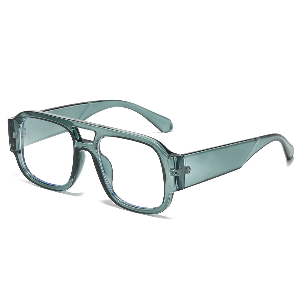 2026 Fashionable Casual Double-Beam Non-Prescription Glasses, New Anti-Blue Light Retro Simple European And American Style Photo Artistic Eyewear - view 3