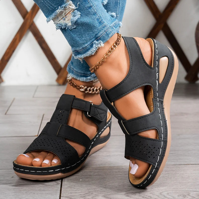2026 Summer Women Wedge Sandals Premium Orthopedic Open Toe Vintage Antislip Casual Shoes Female Platform Retro 260626 - view 1