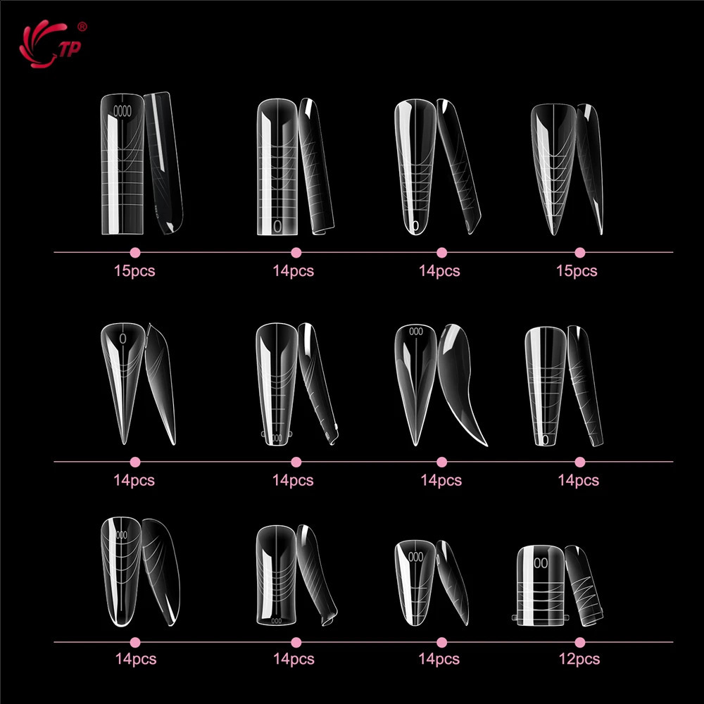 TP 168PCS Plastic Nail Forms for Manicure Full Cover Nail Tips Duet System Dual Forms Reusable Nail Extension Molds 12 Styles 260626 - view 4