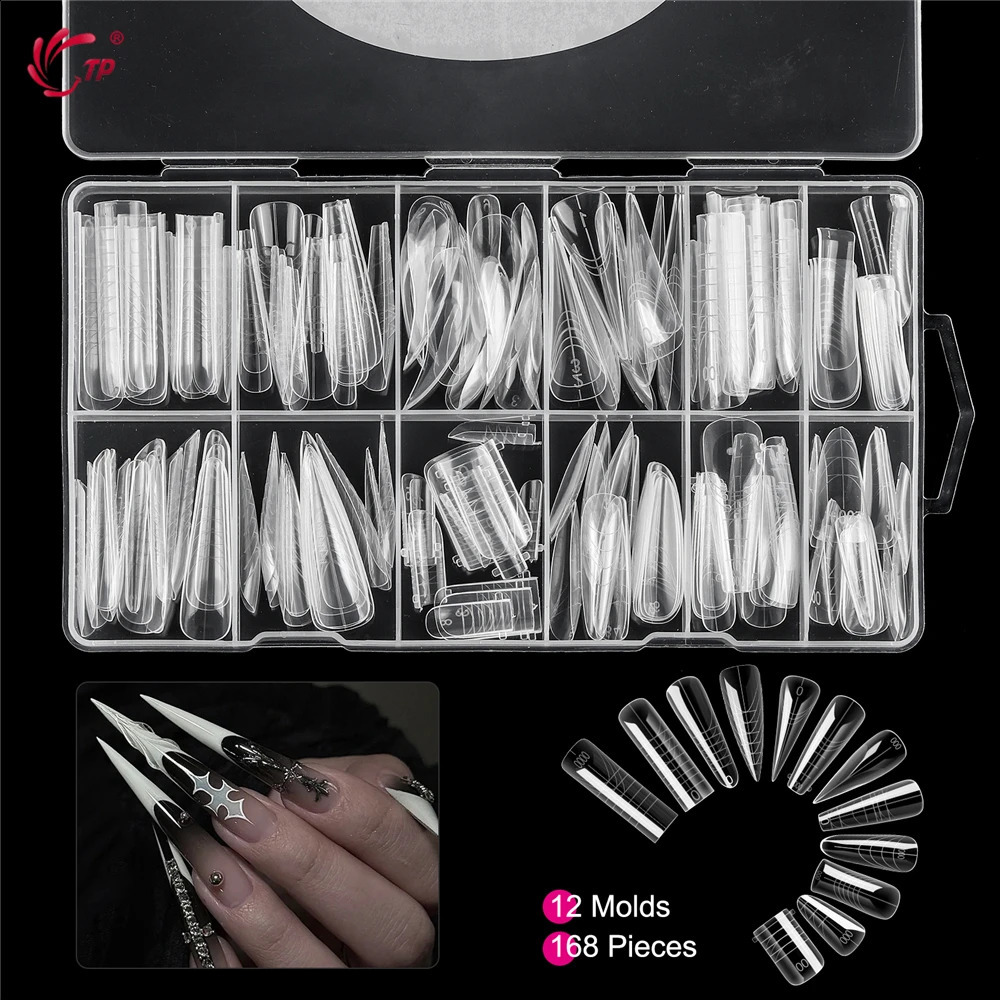 TP 168PCS Plastic Nail Forms for Manicure Full Cover Nail Tips Duet System Dual Forms Reusable Nail Extension Molds 12 Styles 260626 - view 5