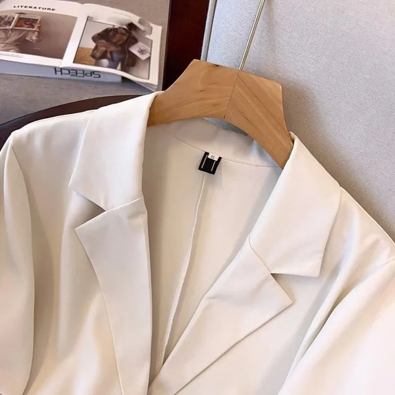 Summer Short Sleeve Blazer Women Korean Fashion Singlebreasted Office Lady Suit Jacket Elegant Loose Thin Outwear 260626 - view 6