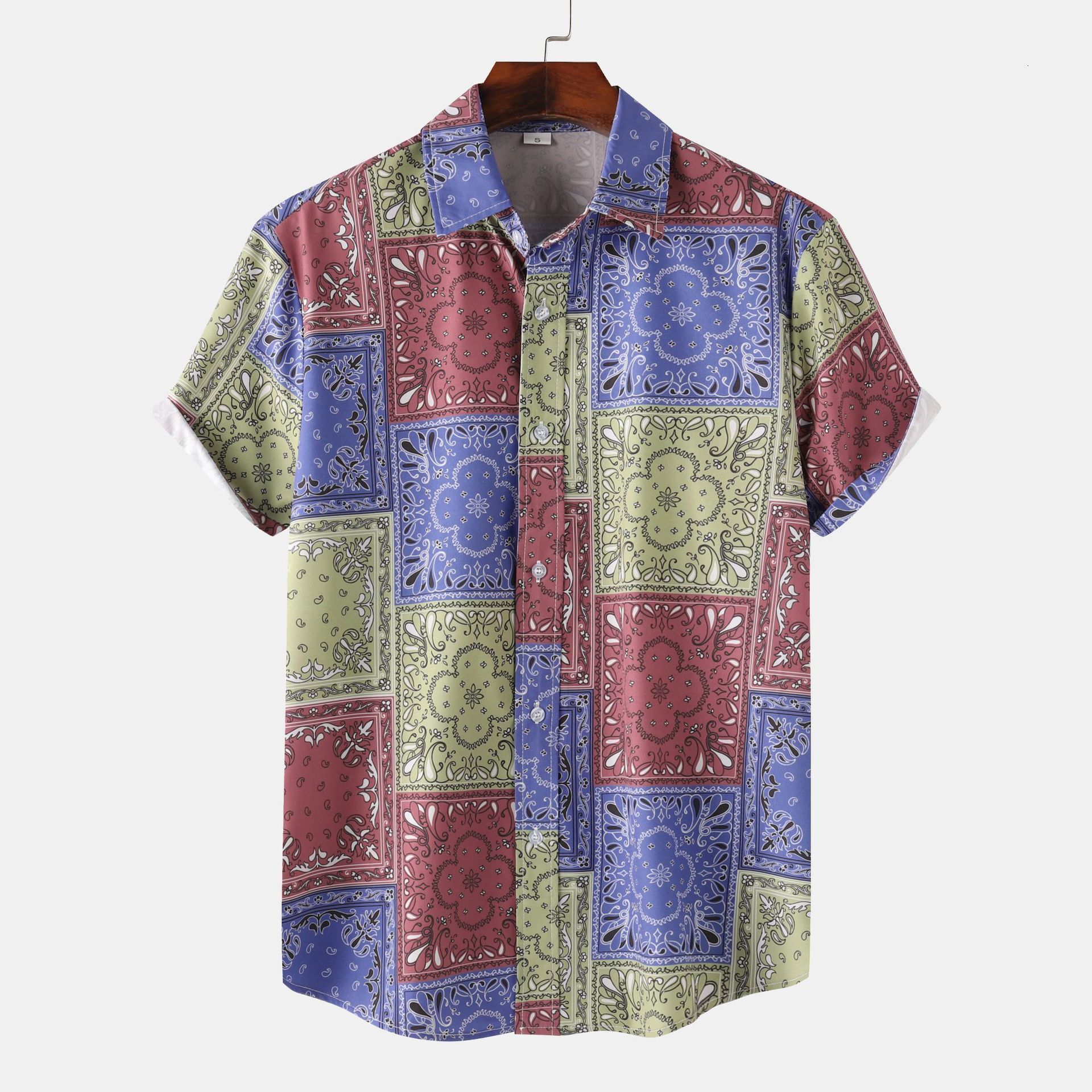 2024 Mens Stand Collar Floral Short Sleeve Shirt - view 6