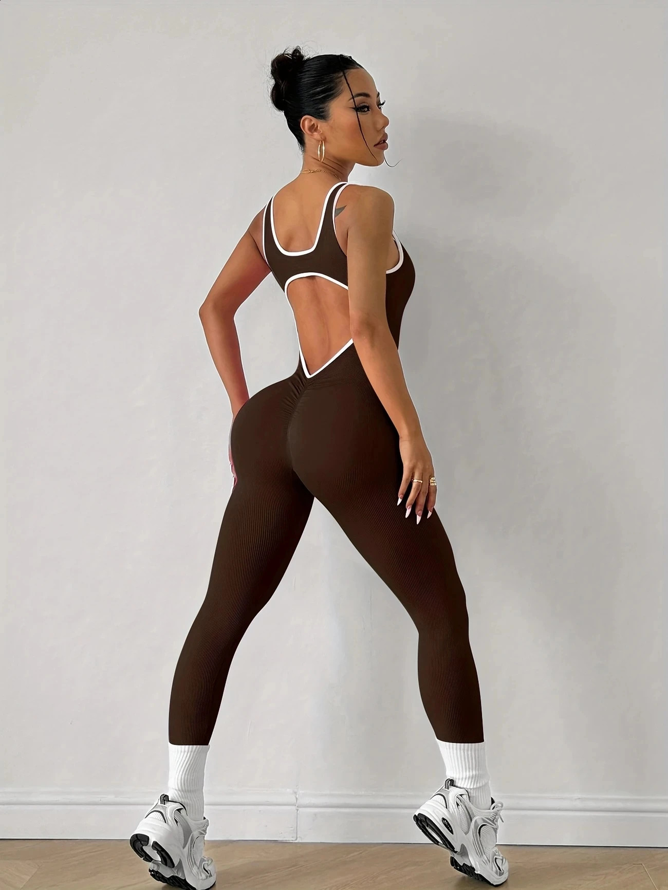 Jumpsuit for Women Workout Seamless Jumpsuits Yoga Ribbed One Piece Tank Tops Rompers Sleeveless Exercise Jumpsuits 260626 - view 4