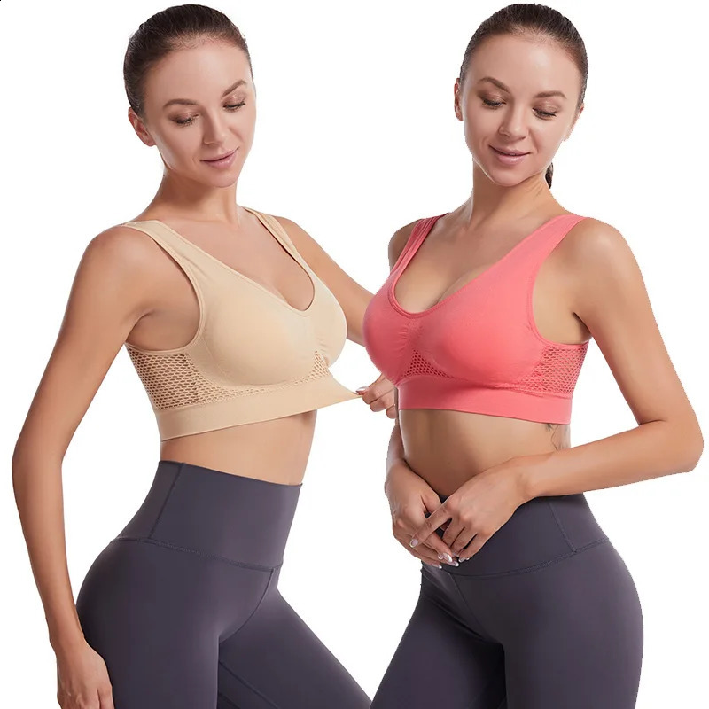 3PCSlot Hollow out Breathable Sports Bra With Pad Plus Size Seamless Vest For Women Active Wirefree Brassiere Push Up S6XL 260626 - view 5
