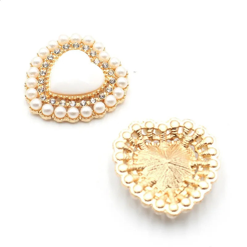 10Pcs 26 27mm Rhinestone Pearl Peach Heart Alloy Jewelry Accessories Handmade Diy Wedding Dress Headwear Decoration Accessorie 260623 - view 4