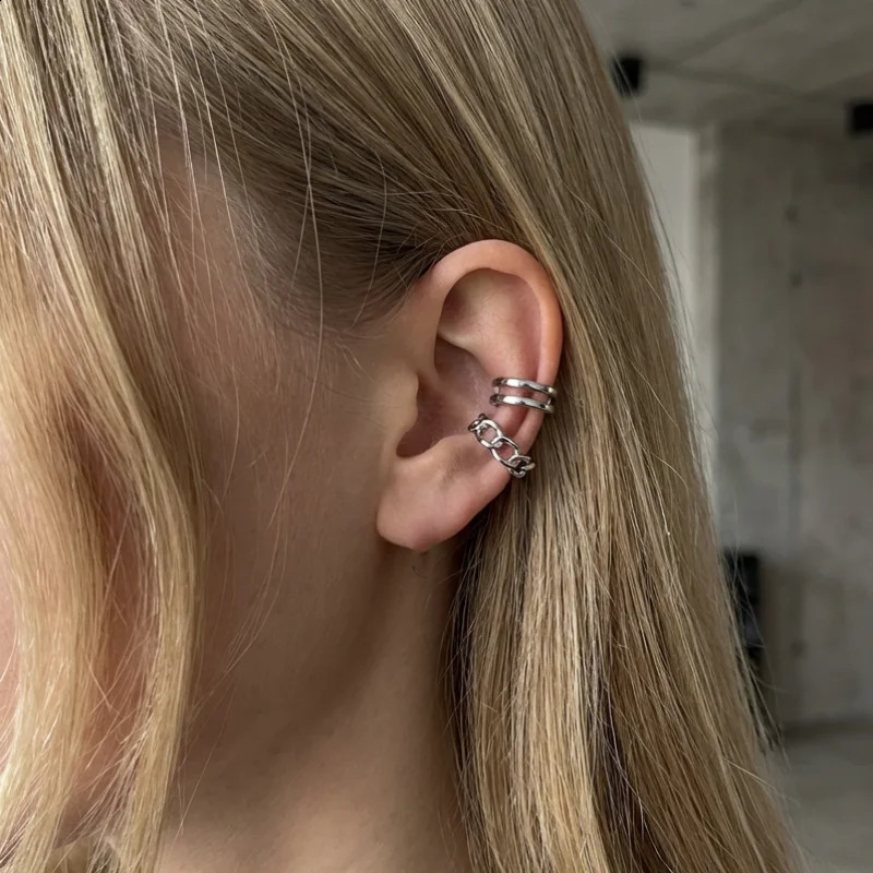 3PcsSet Fashion Simple CShape Ear Cuffs for Women Men No Piercing Cartilage Clip Earring Jewelry Grunge Rock Party Gift 260623 - view 5