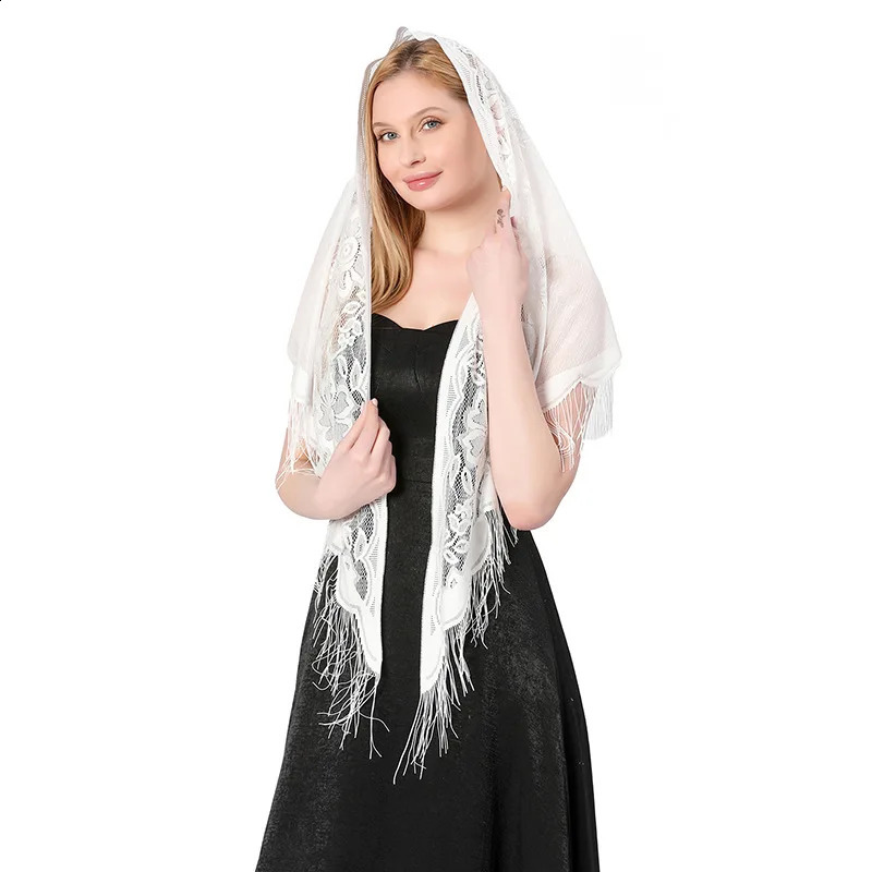 Triangle Lace Shawls and Wraps for Evening Dresses with Tassels for Evening Party Mesh Wedding Shawls 260625 - view 3