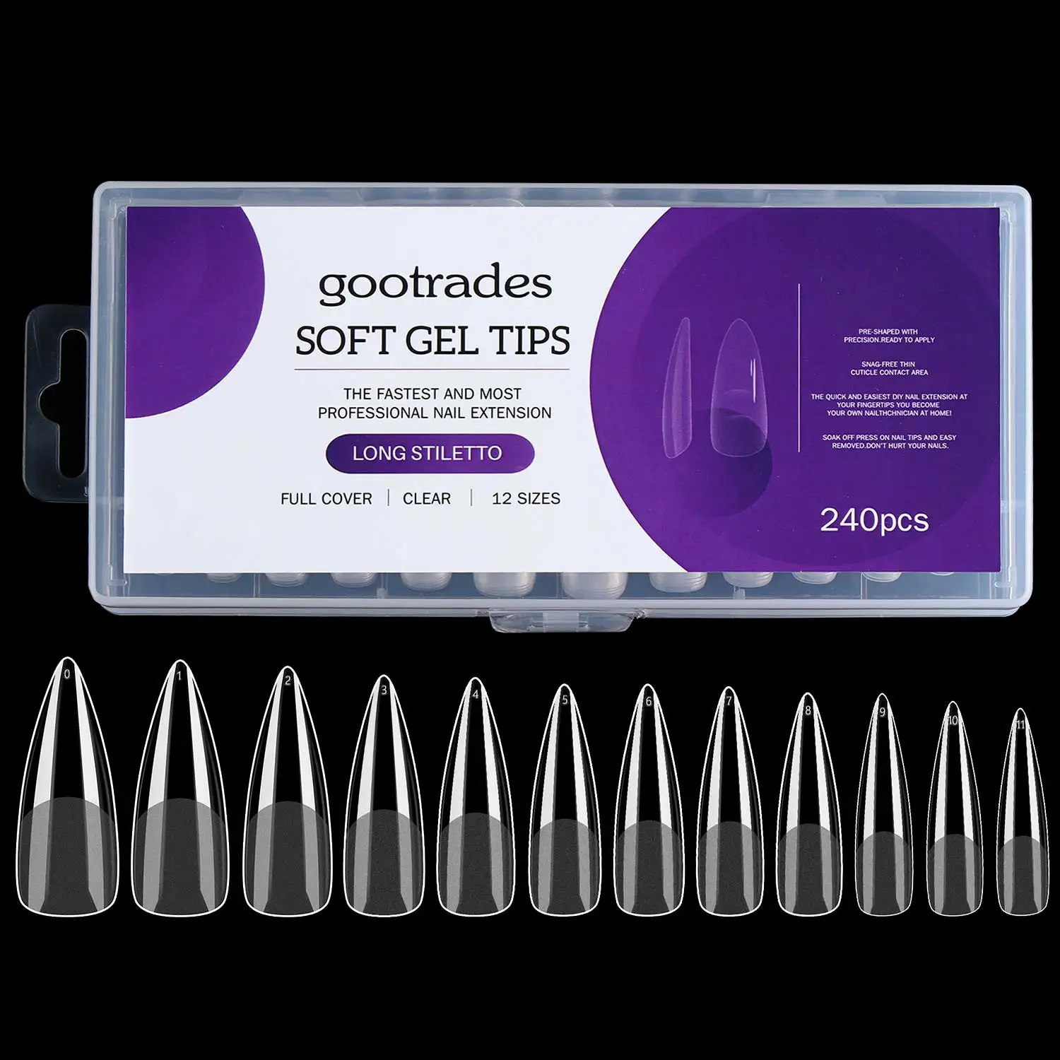 Clear Square/Almond/Stiletto/Coffin Shape Soft Gel Full Cover Nail Tips Gel Nail Tips Soft Gel Nail Extension 260626 - view 1