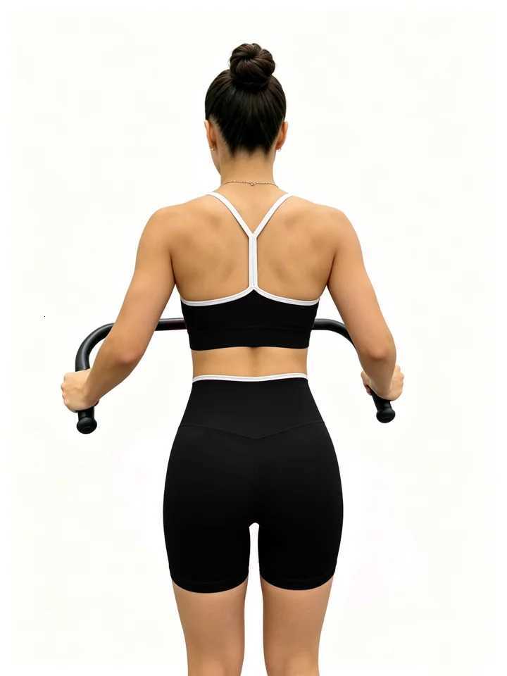 Set Yoga Womens Trim 2Pcs Sports Bra High Waist Biker Shorts Gym Fitness Workout Tracksuit M260626 - view 7