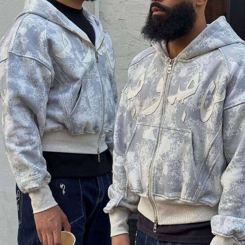Autumn light color loose classic style 2025 new elastic zipper camouflage casual high-end hip-hop street jacket W260626 - view 4
