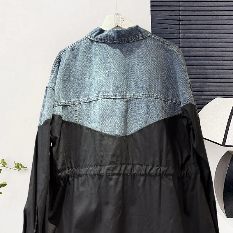 SuperAen Denim Patchwork Womens Spring and Autumn Loose Casual Long-Sleeved Fashion Top European and American Style Shirts 260626 - view 5