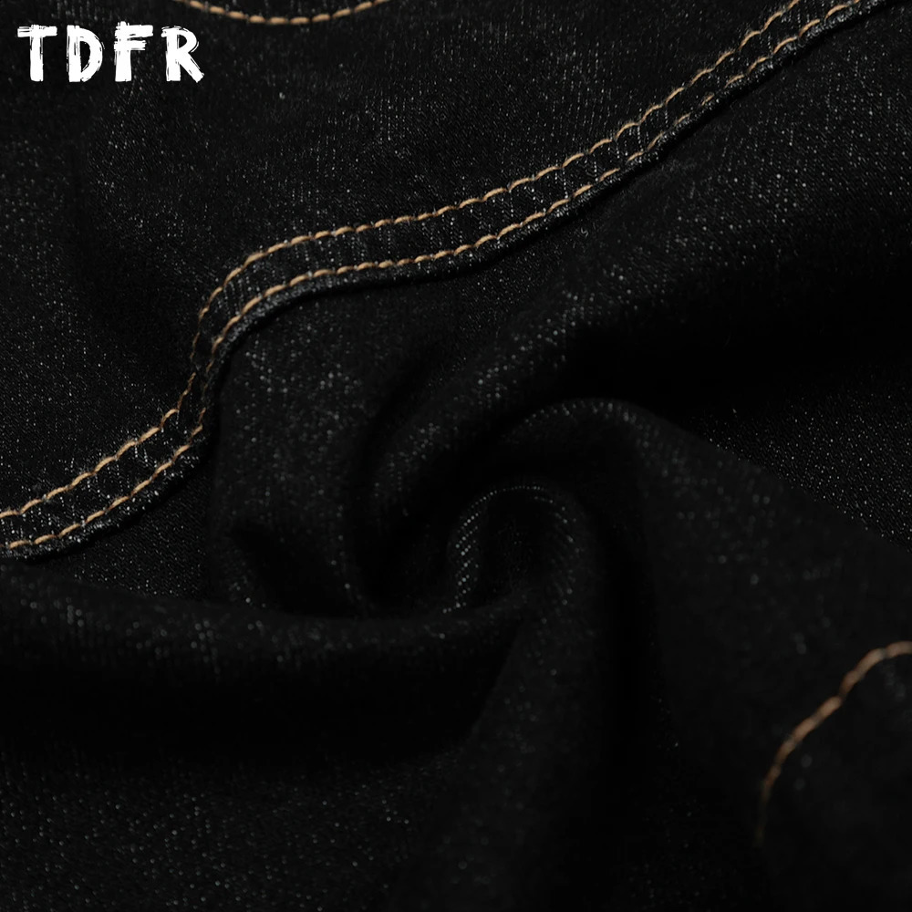 Pocket Denim Shorts Mens Top Stitch Spliced Summer Streetwear Loose Straight Wide Leg Short Jeans Men 260625 - view 7