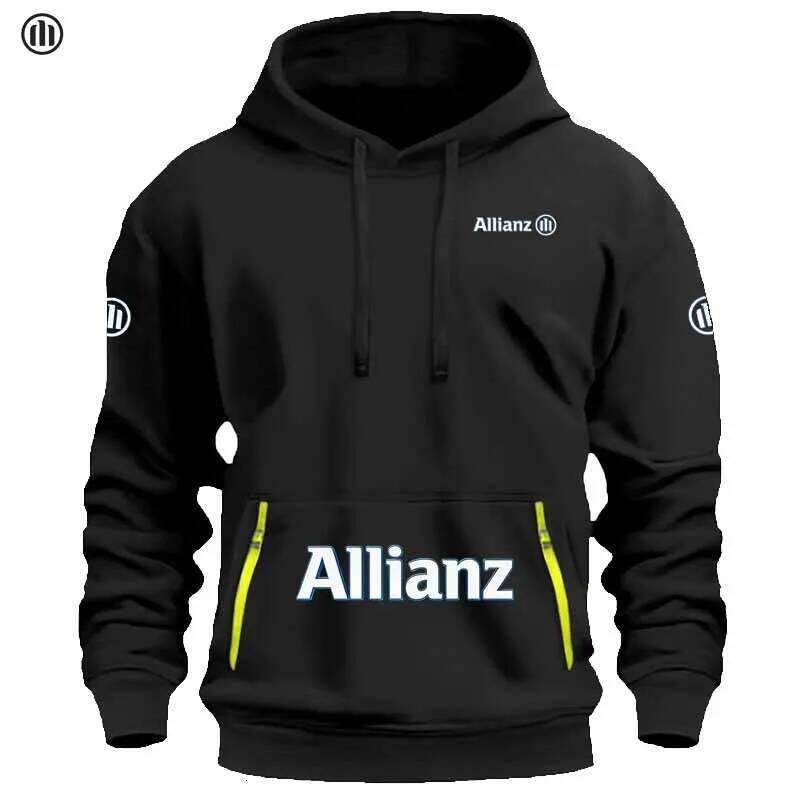 Allianz's new European men's sports sweatshirt, featuring zipper and pocket design, a cap-style solid-colored top, classic loo W260626