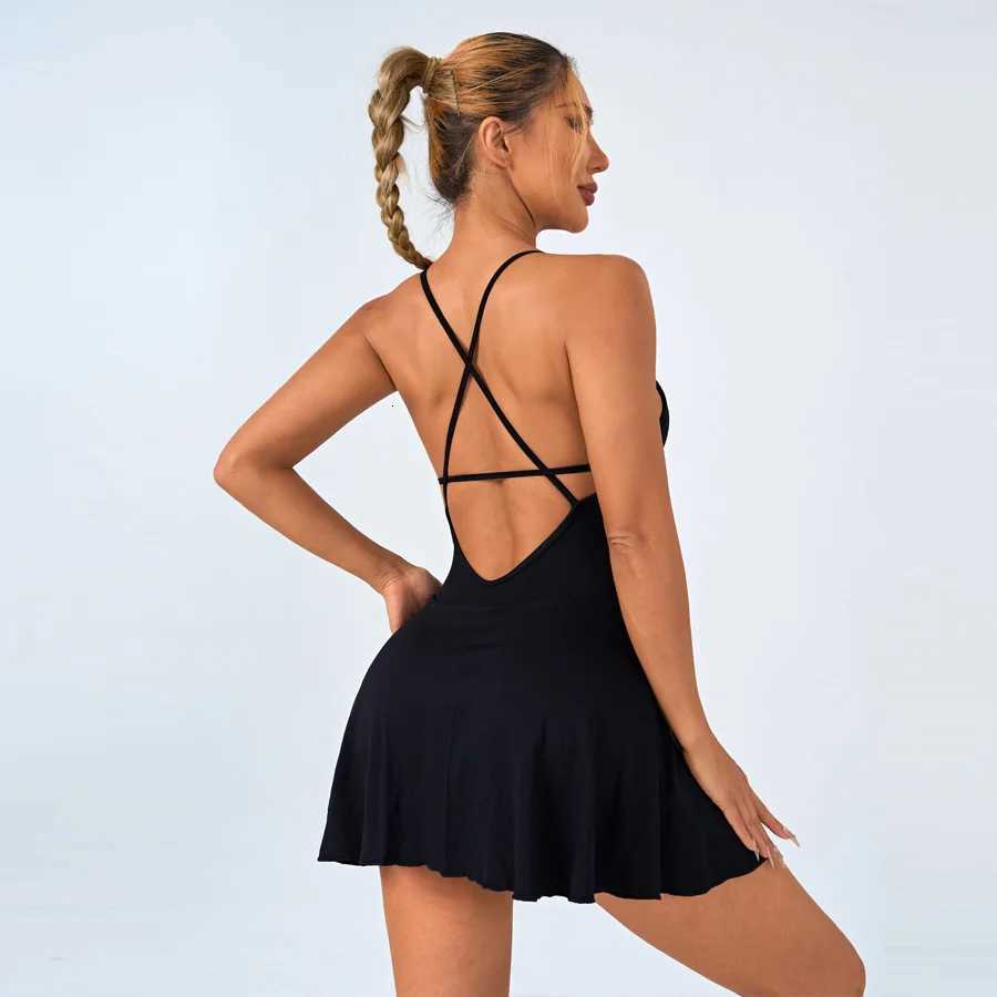 Dress Womens Tennis Dresses Seamless w/Built-in Shorts Sportswear Woman Gym Dresses Bra Outfits Sport Yoga Clothes M260626 - view 3