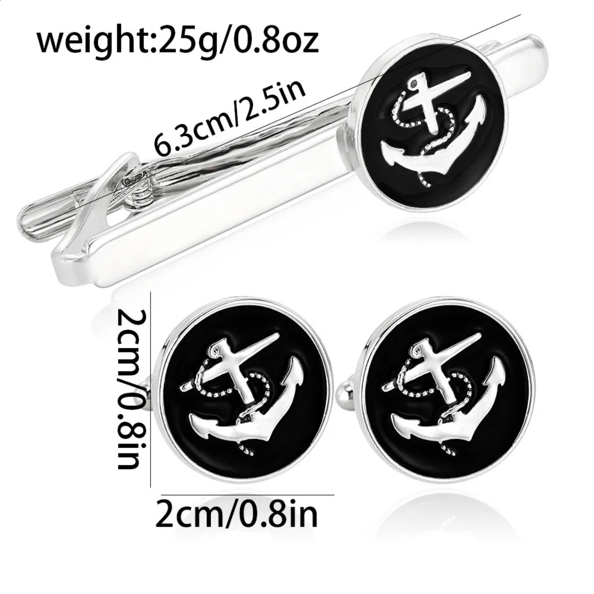 Fashion French Style Cufflinks Blue Black Gold Color Anchor Cuff Links Tie Clip Business Cocktail Party Mens Accessories 260626 - view 6