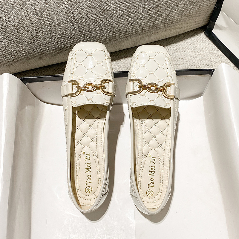 Luxury Shoes 2026 Women's Square Toe Buckle Flat Shoes, Soft Leather Patent Flats with Embroidery, Size 33-43 Free Shipping