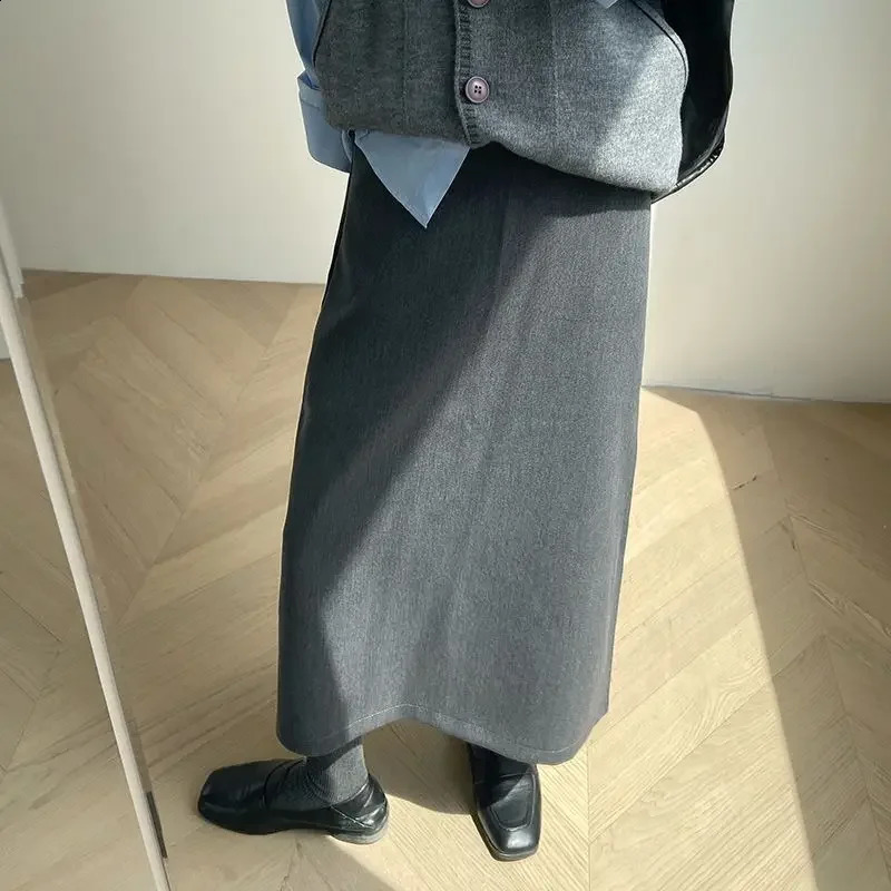 Sweater Coat Skirts Autumn and Winter Gray Back Slit Suit Skirt 260626 - view 5