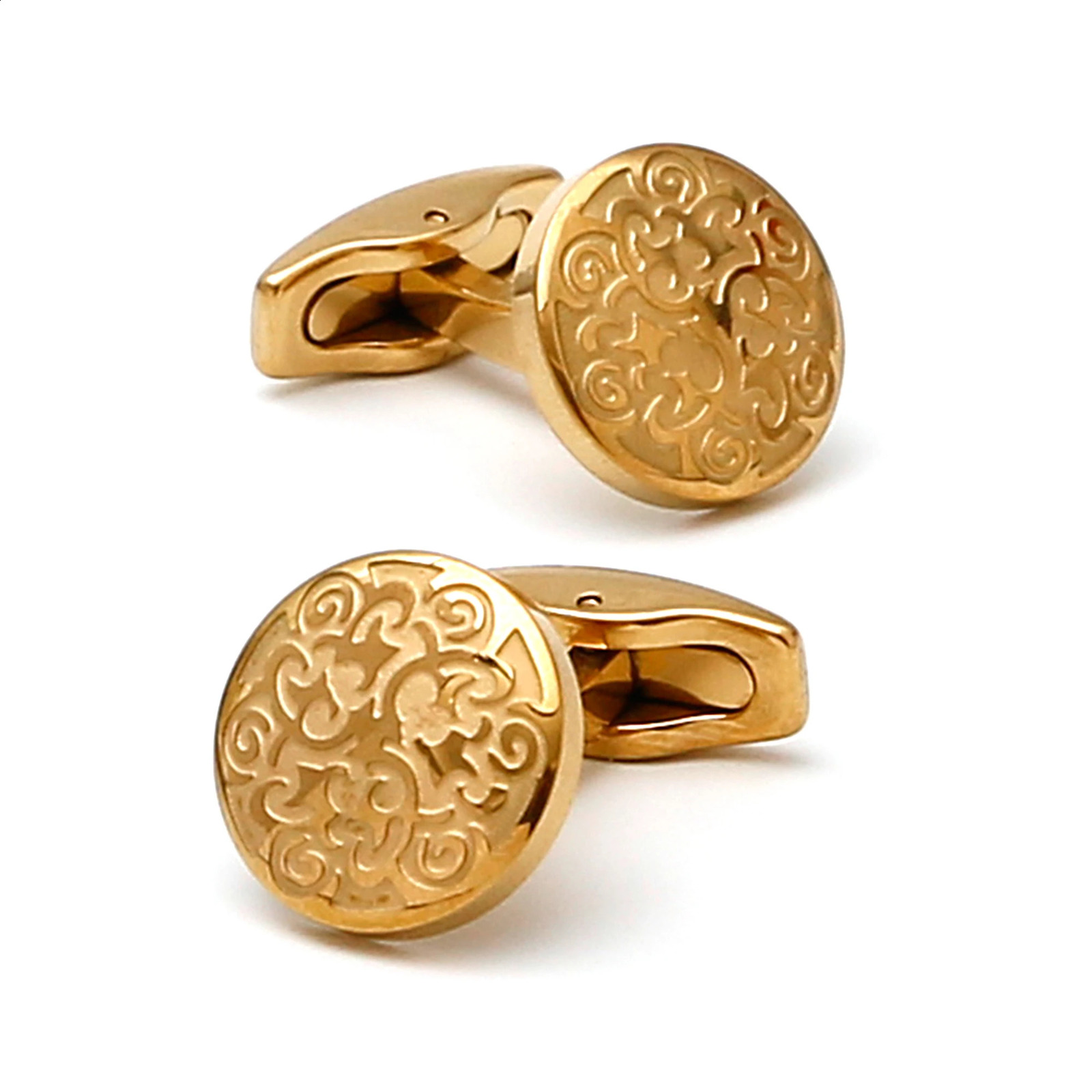 Cufflinks for Men TOMYE XK23044 Cute Pattern Golden Stainless Steel Round Dress Shirt Cuff Links Jewelry 260626