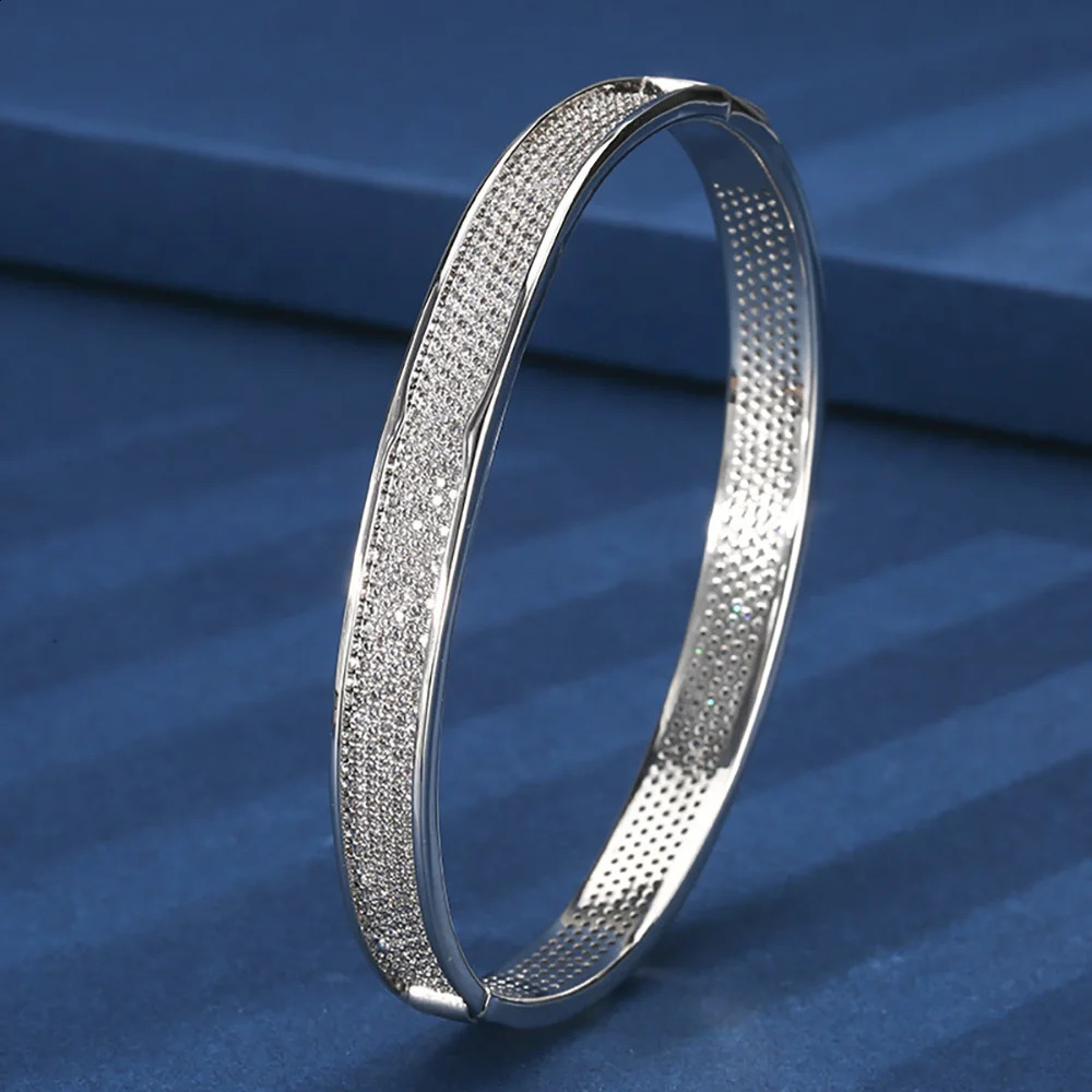 Classic Vintage Wedding Bangles for Women High Carbon DIamond Bracelets Cocktail Party Fine Jewelry Lady Birthday Gift Wholesale 260626 - view 4