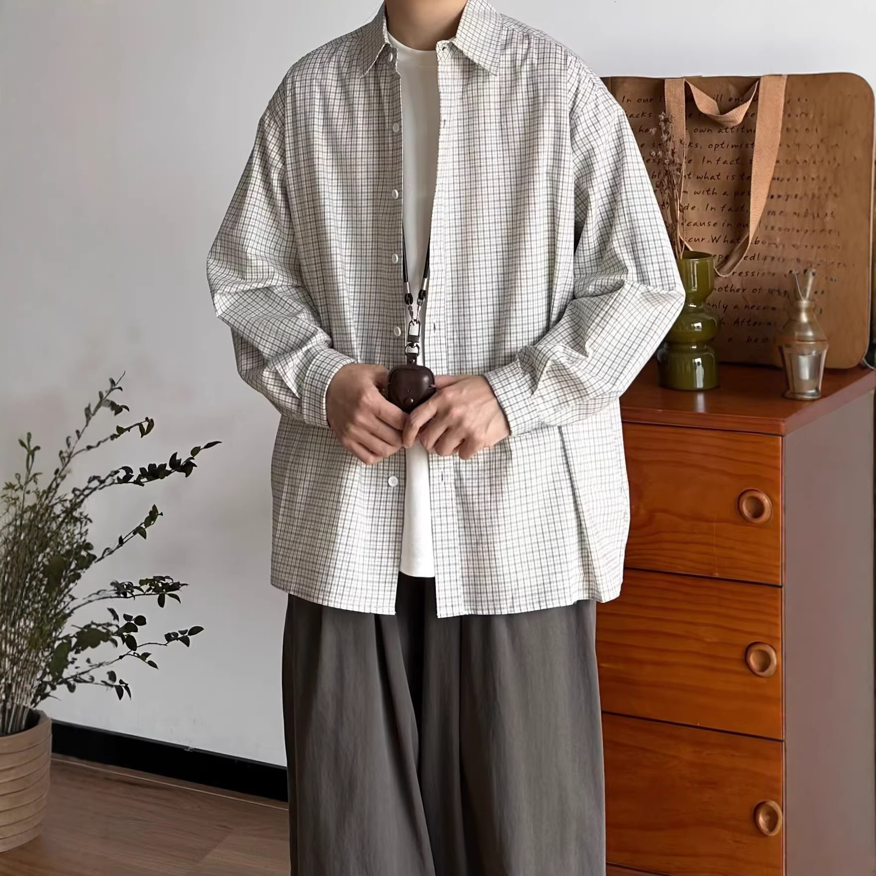 New Spring Autumn Japanese Retro Plaid Long-Sleeve For Men And Women, Elegant Loose Casual Versatile Shirt Jacket Trendy - view 5