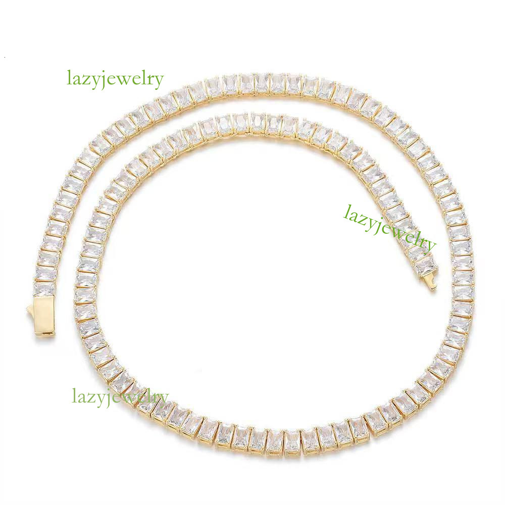 Designer custom 6mmVVS Moissangite Rectangular tennis necklace Full diamond ice crystal Hip Hip Chain bracelet men's necklace - view 9