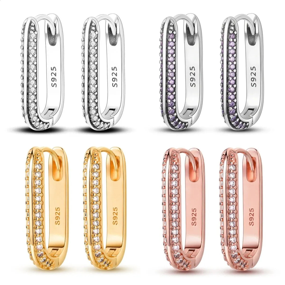 925 Sterling Silver Heart Hoop Earrings Inlaid Zircon CZ Infinity Love Golden Earrings For Women Wedding Gift Jewelry 260626 - view 1